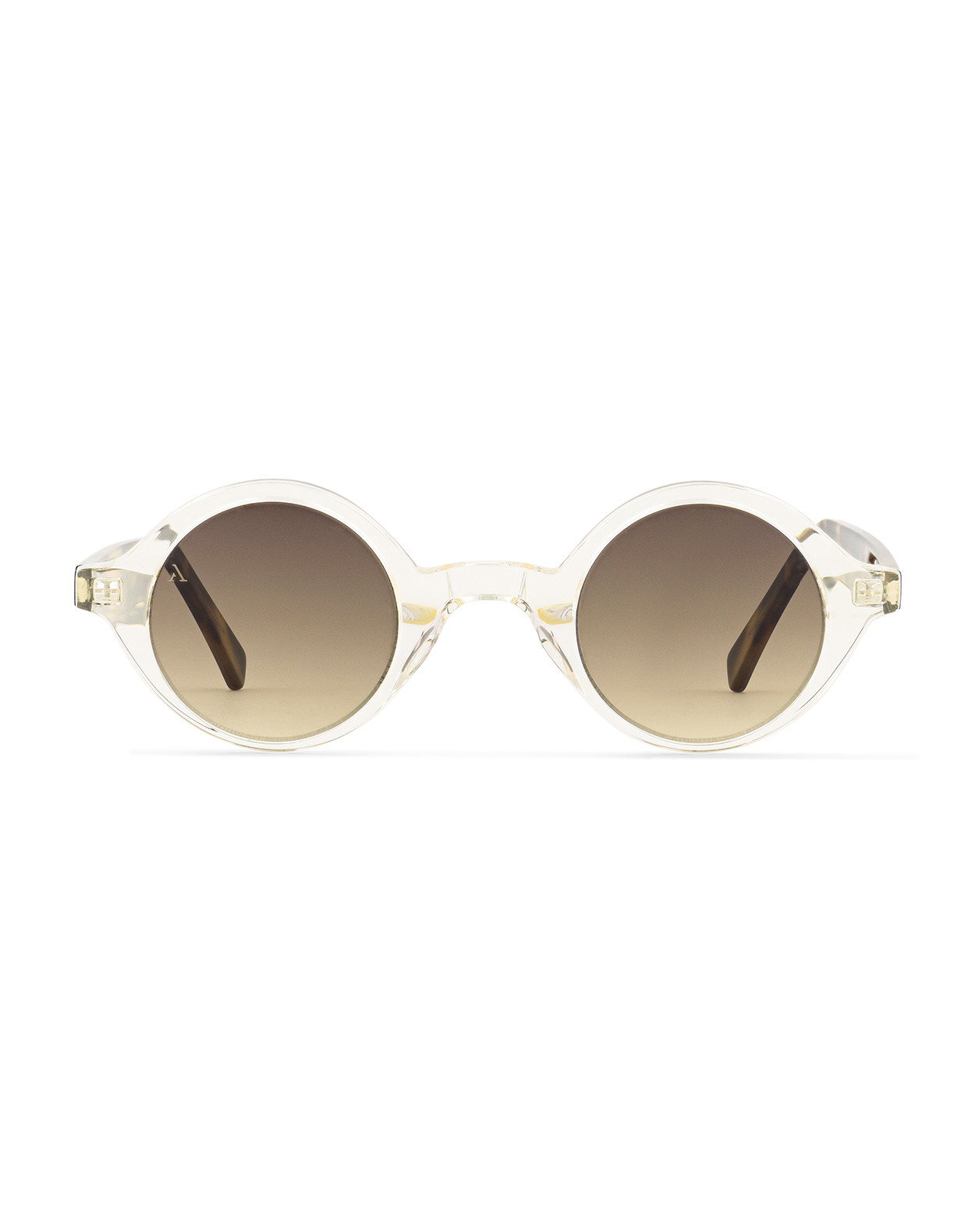 Round Sunglasses-Shiny Transparent Beige