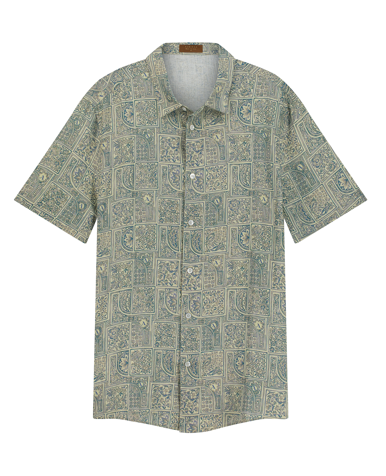 Linen Shirt Blue Floral Print