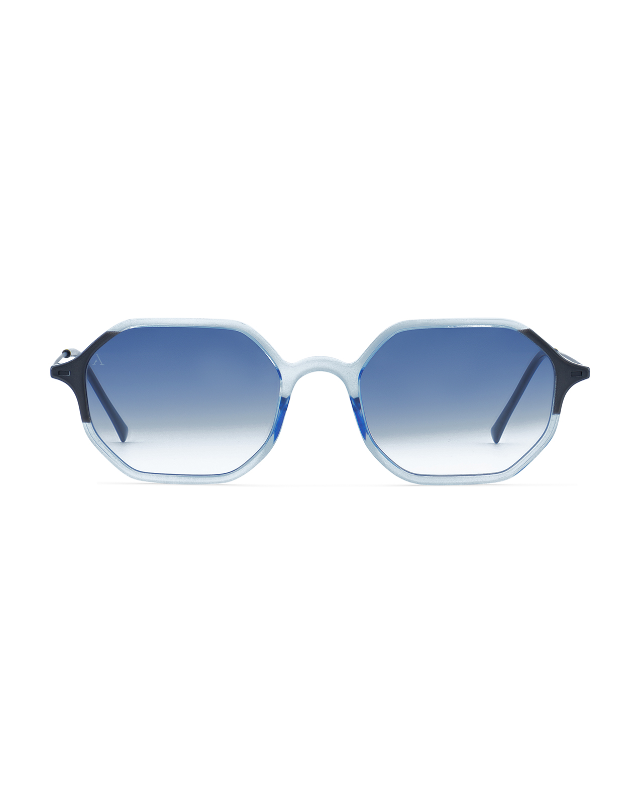 Two-tone Shiny Crystal Blue Sunglasses – Octagonal