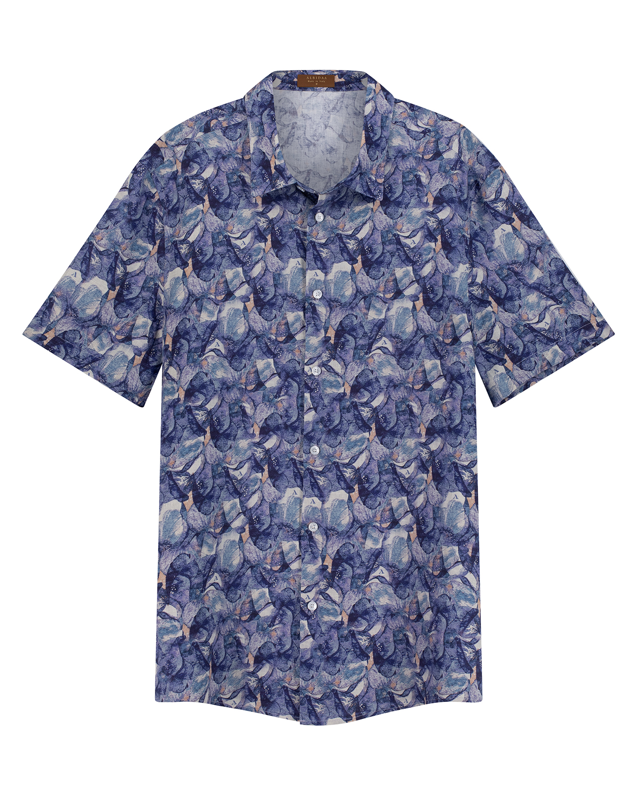 Linen Shirt Purple Floral Print