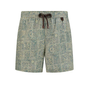 Linen Shorts Blue Floral Print