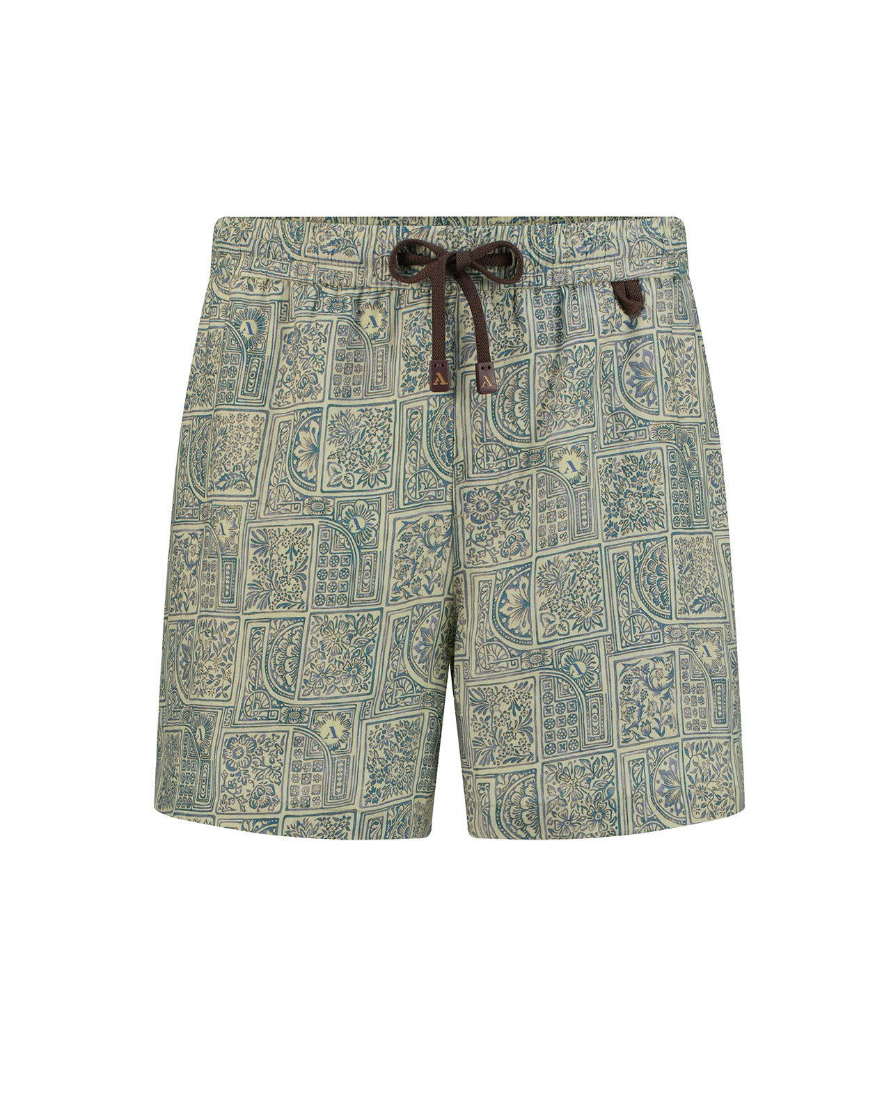 Linen Shorts Blue Floral Print