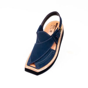 Elegant Handmade Blue Suede Kaptaan Chappal 09 06 Peshawa...