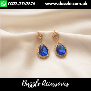 Glamorous Blue Crystal gem drop Studs