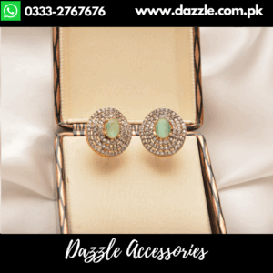 Glamorous Classic zirconia round Mint Studs