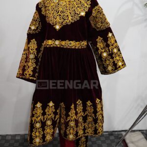 Regal Chocolate Brown Velvet Traditional Dress