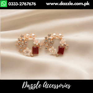 Sparkling Floral Maroon Studs