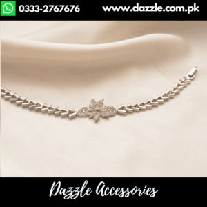 Glamorous Gold Plated floral Silver Chain Bracelet