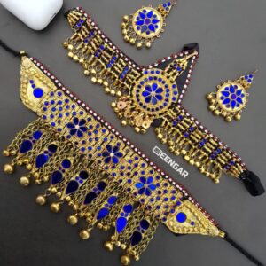 Golden Blue Afghan Jewelry Set – Regal Dress