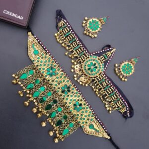 Golden Green Afghan Jewelry Set – Regal Dress