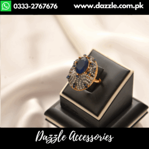 Opulent Malika Gold plated Blue Ring