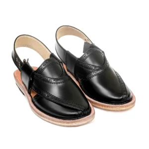 Rugged Brock Leather Quetta Norozi Chappal with Round Sha...