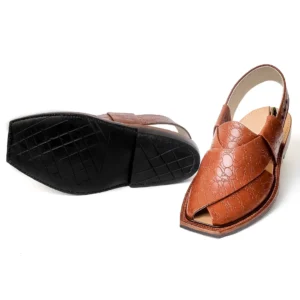 Classic Handmade Printed Mustard Norozi Chappal With Sing...
