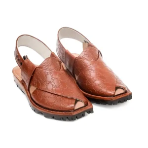 Artisan Printed Leather Mustard Norozi Chappal With Doubl...