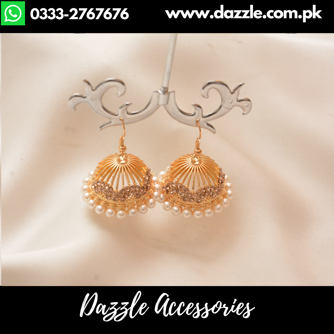 Priya Golden Jhumka – Dazzling Jewelry