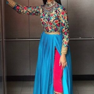 Majestic Azure Floral Modern Afghan Dress