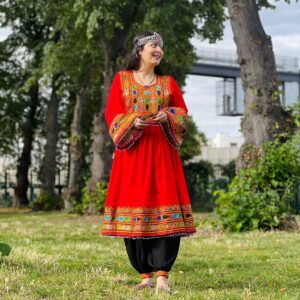 Regal Garnet Delight Afghan Dress