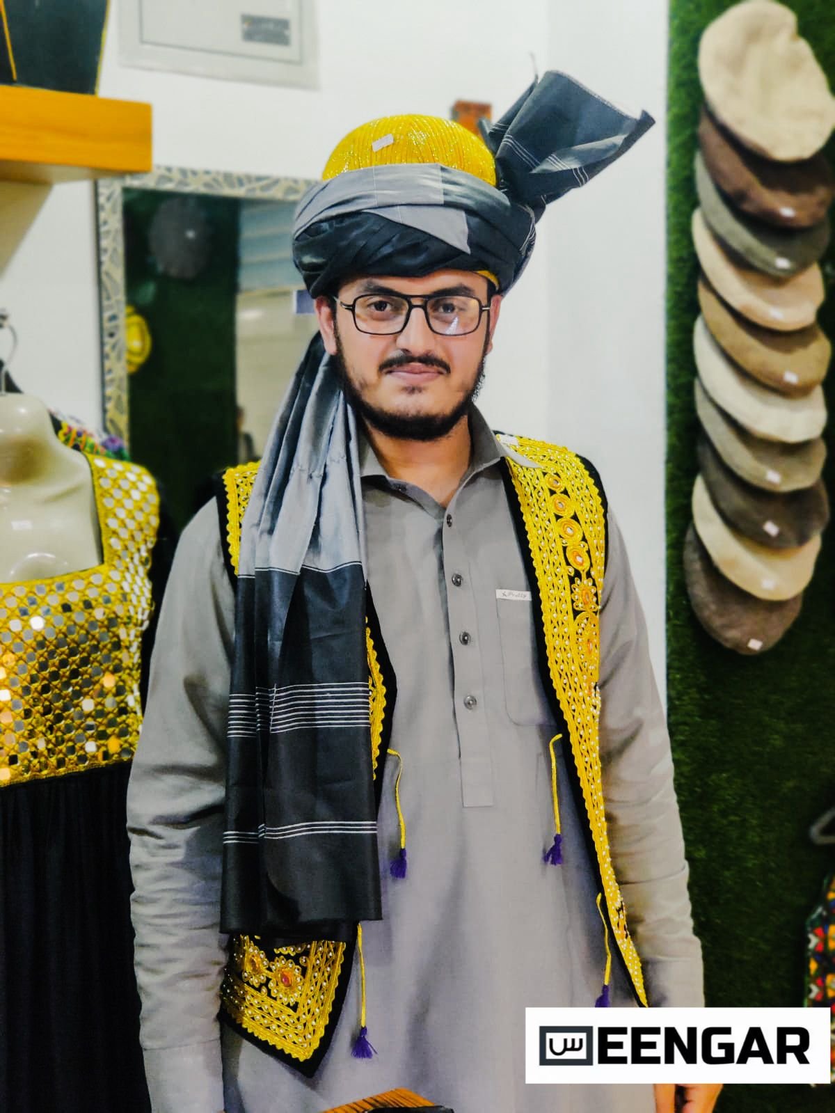 Pashtun Traditional Zardozi Vest Turban – Royal Dress