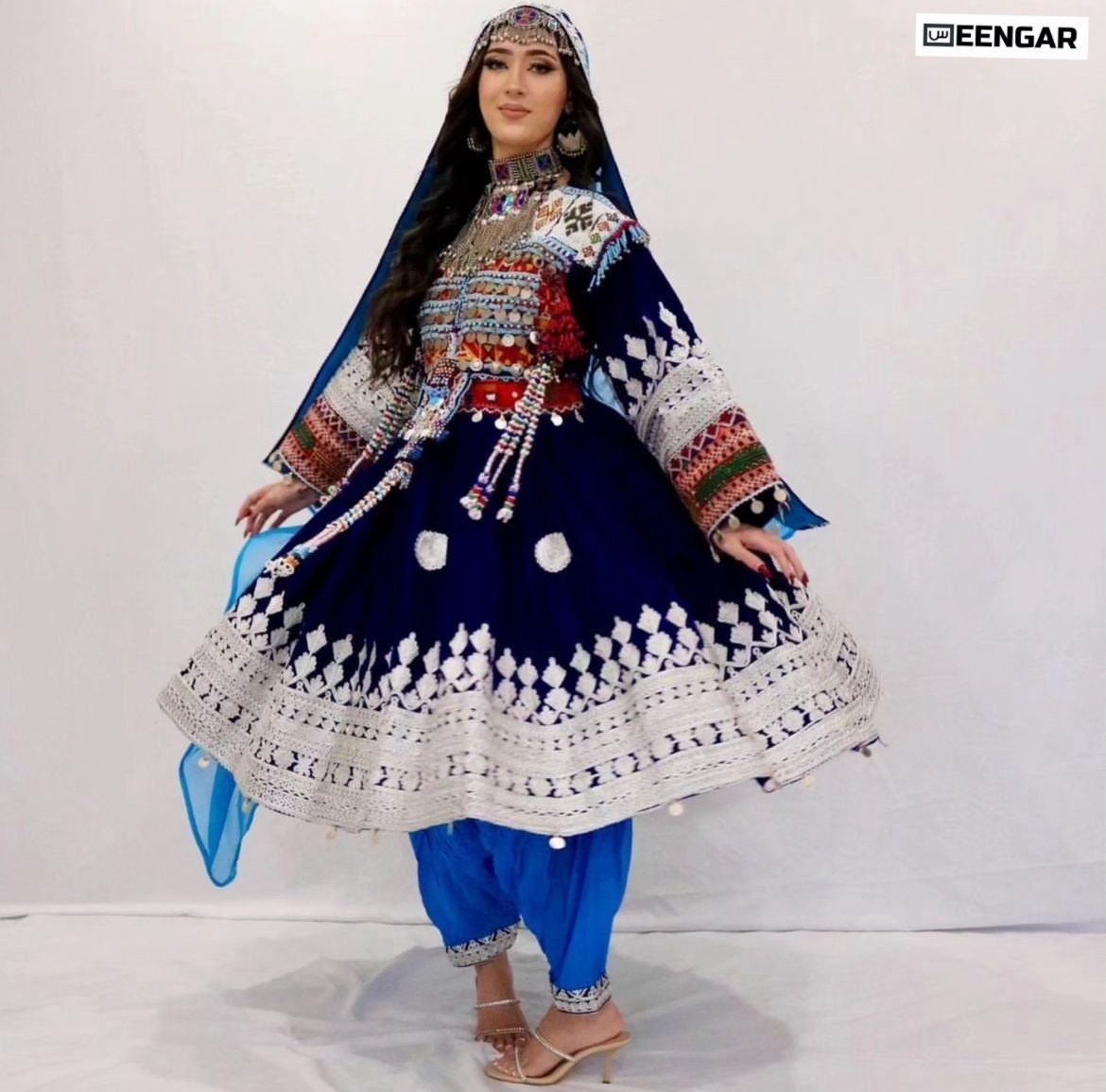 Royal Charma Azure Afghan Dress