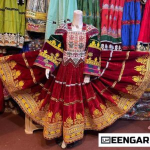 Royal “Crimson Charm Afghan Vintage Dress”
