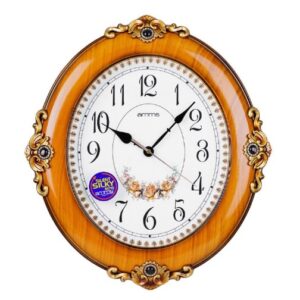 Z.A Wall Clock, White Background With Fancy Brown Border...