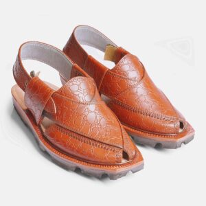 Authentic Printed Leather Mustard Norozi Chappal With Dou...