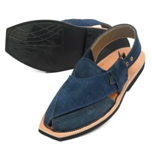 Handcrafted Hand Crafted Blue Suede Quetta Norozi Chappal...