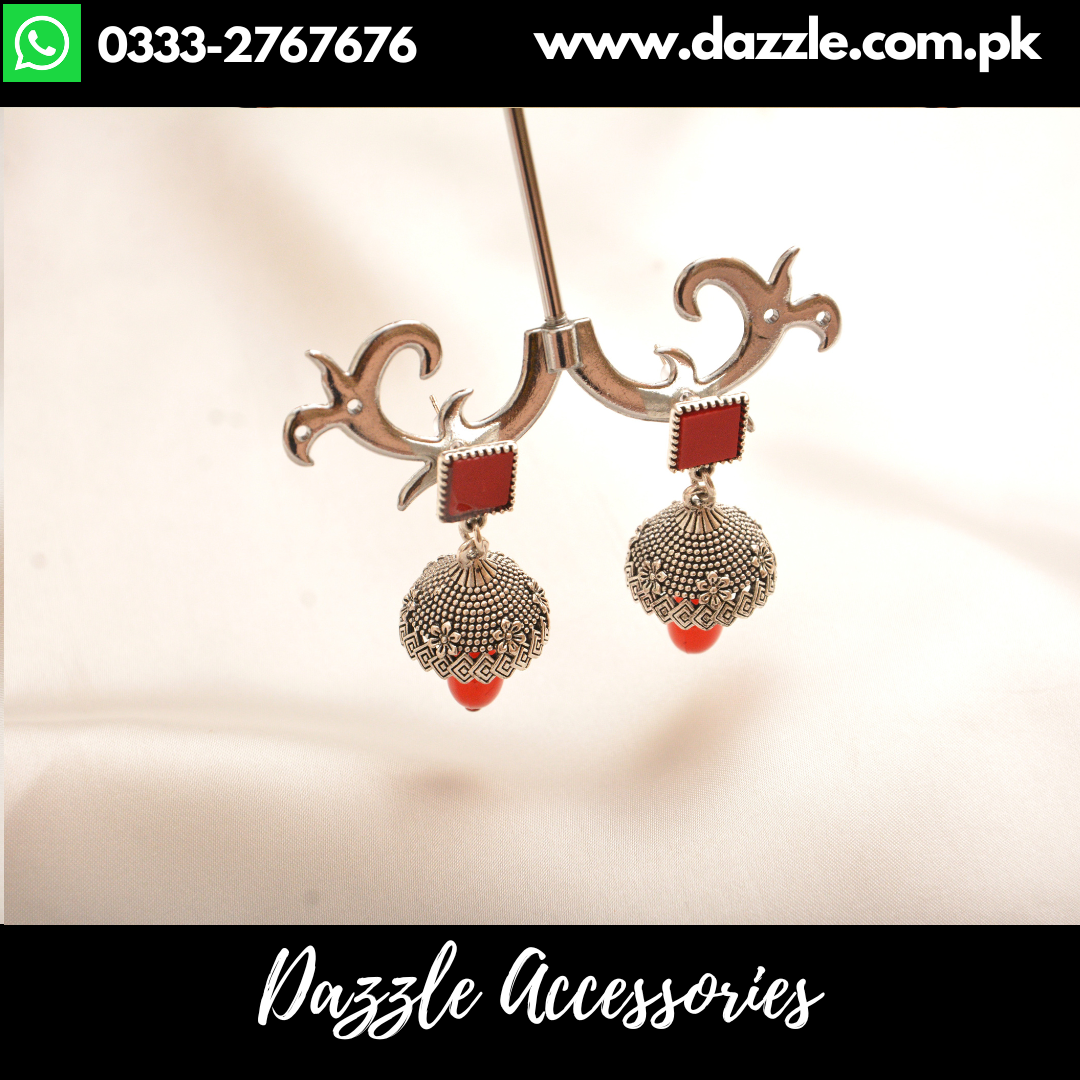 vintage red pearl drop jhumki – Exquisite Jewelry