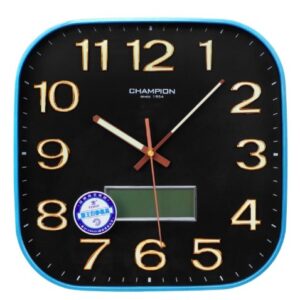 Z.A Wall Clock, Black Background With Light Blue Border,...